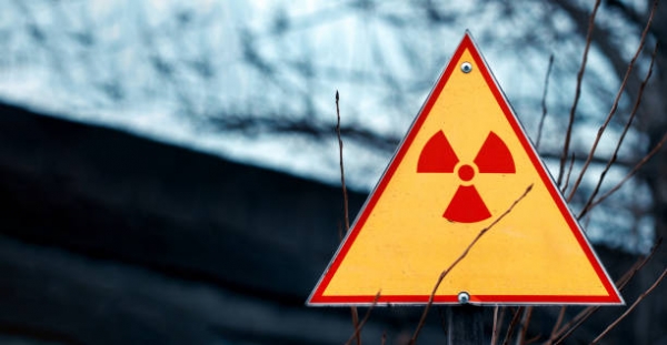 Sign of radiation hazard against radioactive waste