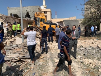 Search for survivors after the airstrike in al-Fernaj neighbourhood, Tripoli