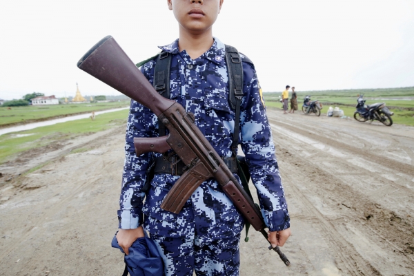  Myanmar police officer in Rakhine State’s Maungdaw township in July 2019