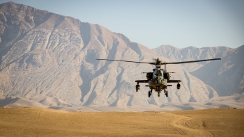 Elicottero in atterraggio, Afghanistan