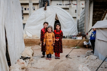 Children in the refugee camp of Idlib, Syria