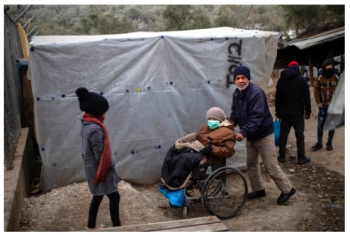 Un campo profughi a Lesbo, Grecia
