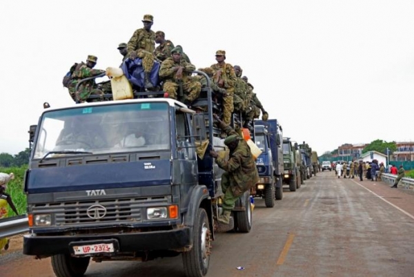 Uganda People&#039;s Defence Forces&#039; trucks enroute to evacuate their citizens in South Sudan, July 14, 2016. 