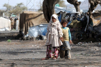 Children at Darwan refugee camp in Sana’a, Yemen  