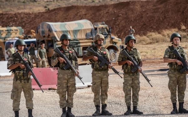 Turkish troops taking position near Afrin.