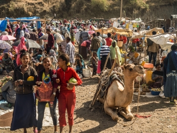 A crowded marketplace in northern Ethiopia