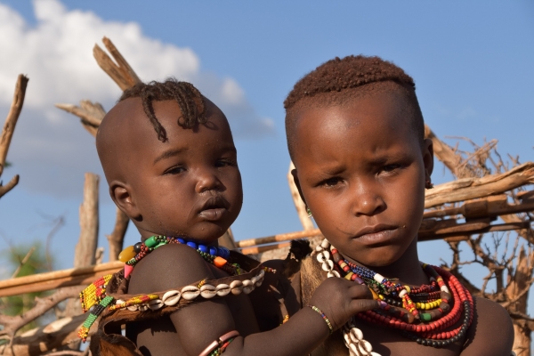 Two children in an Ethiopian village